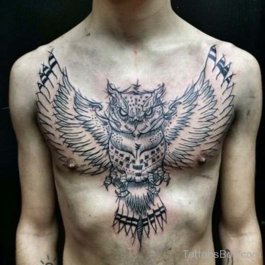 Owl Tattoo On Chest