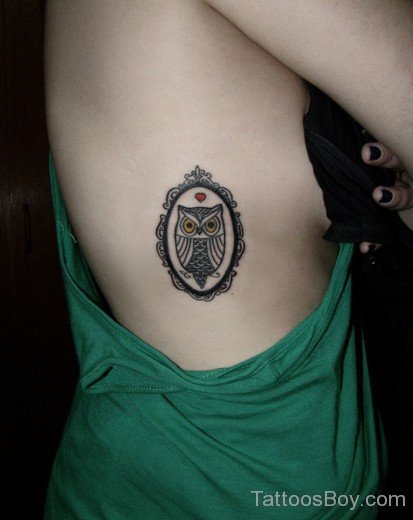 Attractive Owl Tattoo On Rib-TB1005