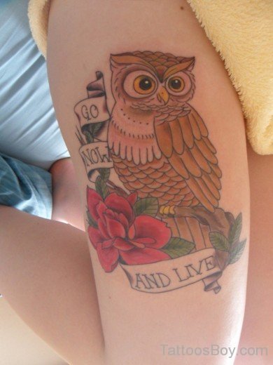 Attractive Owl Tattoo On Thigh-TB14003