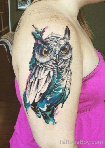 Awesome Owl Tattoo On Bicep-TB14005