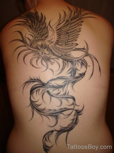 Awesome Phoenix Tattoo On Full Back-TB14007