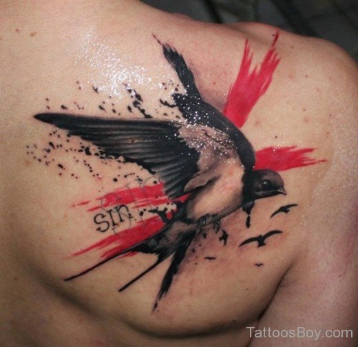 Awesome Swallow Tattoo On Back-TB1408