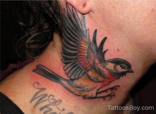 Bird Tattoo On Neck