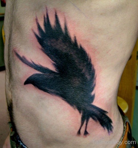 Black Bird Tattoo On Rib
