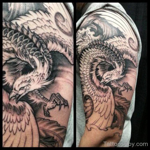 Black Inked Phoenix Tattoo-TB14013