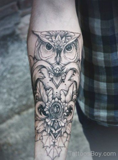 Black Owl Tattoo On Wrist