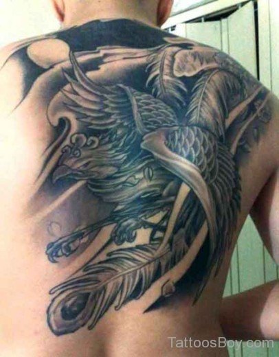 Black Phoenix Tattoo Design On Back-TB14014