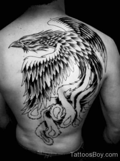 Black Phoenix Tattoo On Back