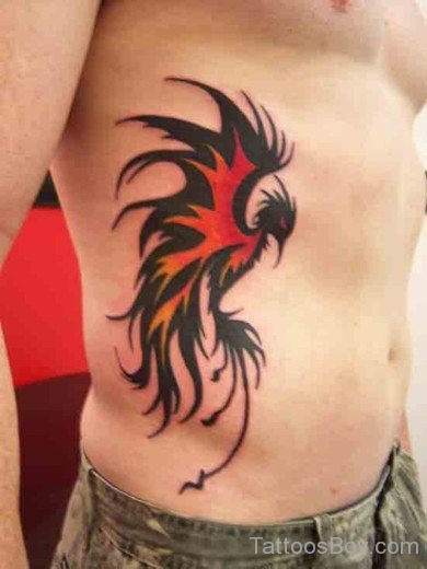 Black Phoenix Tattoo On Rib-TB14015