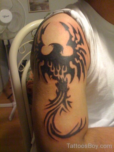 Black Phoenix Tattoo On Shoulder-TB1013