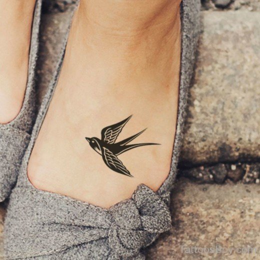 Black Swallow Tattoo On Foot-TB1414