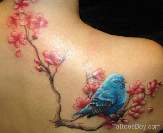 Blue Bird Tattoo On Back-TB14048