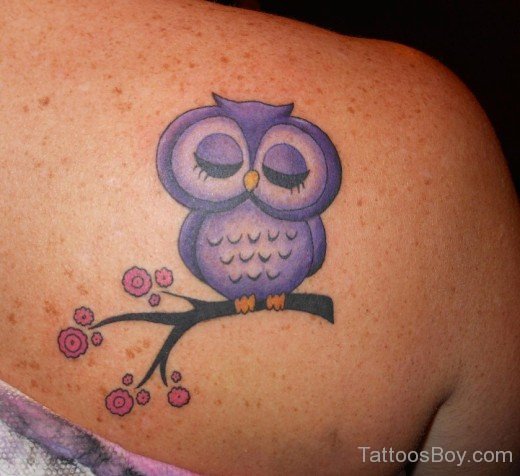 Blue Owl Tattoo On Back