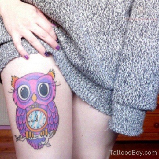Blue Owl Tattoo On Thigh-TB14014