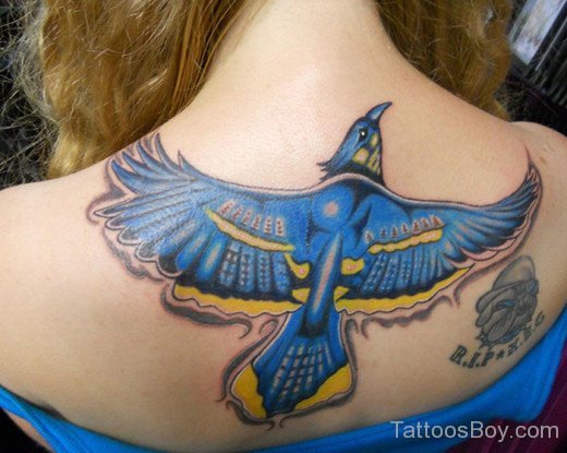 Blue Phoenix Tattoo On Back-TB1015