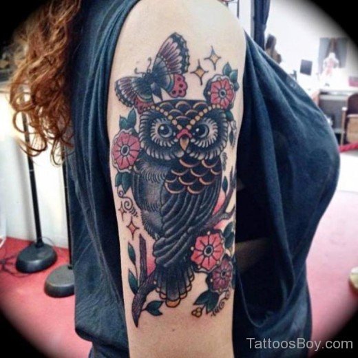 Butterfly And Owl Tattoo