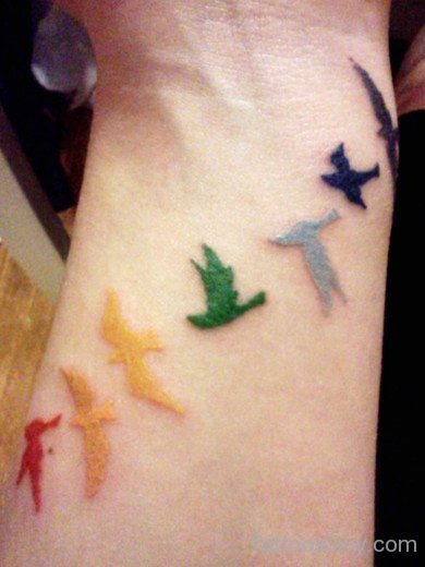 Colored Bird Tattoo On Wrist-TB14055