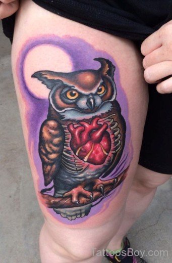 Owl Tattoo On Thigh