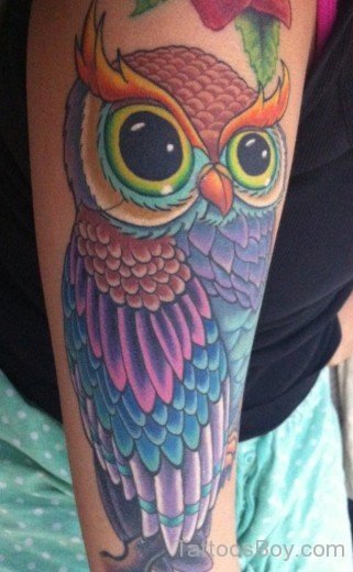 Colorful Owl Tattoo 4-TB1050