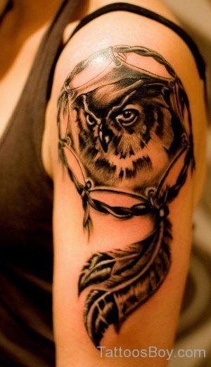 Dreamcatcher And Owl Tattoo-TB1057