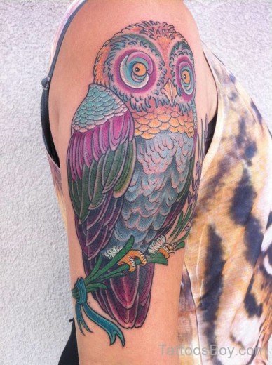 Elegant Owl Tattoo On Bicep-TB1061