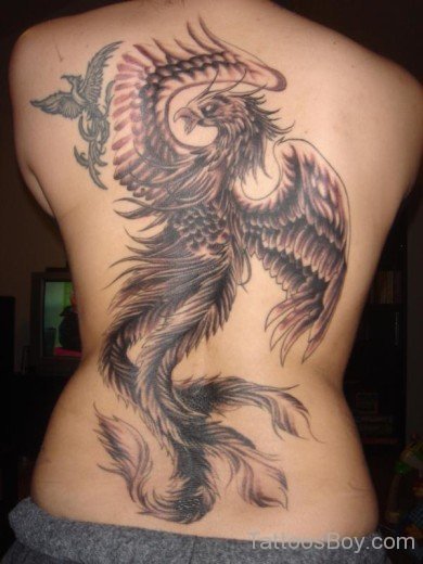 Elegant Phoenix Tattoo On Back-TB1030