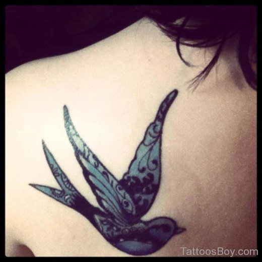Elegant Swallow Tattoo On Back-TB1422