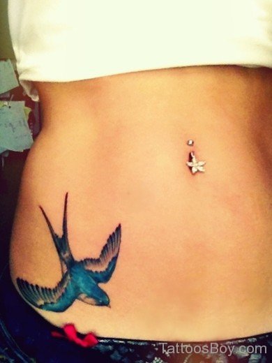 Elegant Swallow Tattoo On Waist-TB1423