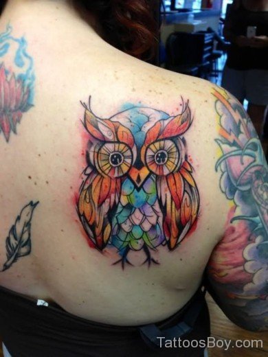 Fantastic Owl Tattoo On Back-TB14027