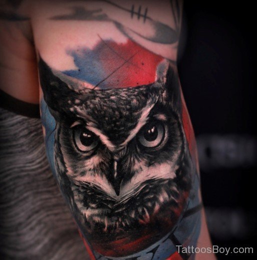 Fantastic Owl Tattoo On Tricep-TB1065