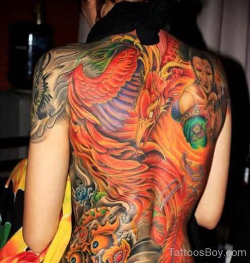 Fantastic Phoenix Tattoo Design On Back 1-TB1033