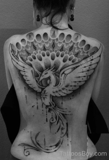 Fantastic Phoenix Tattoo On Back-TB1034