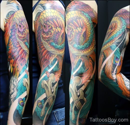 Fantastic Phoenix Tattoo On Full Sleeve-TB1035