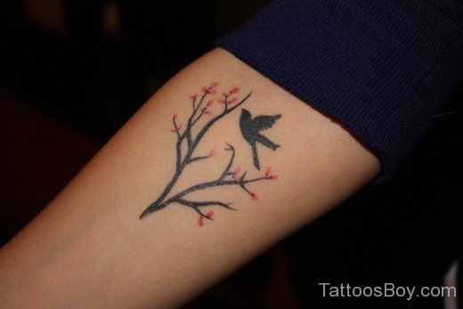 Flower And Bird Tattoo