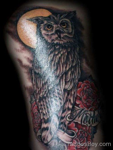 Flower And Owl Tattoo