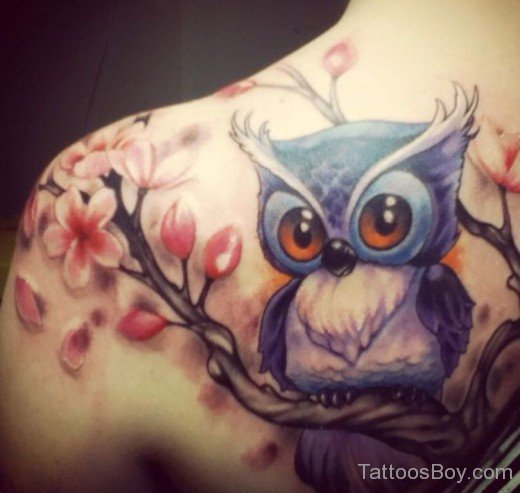 Flower And Owl Tattoo