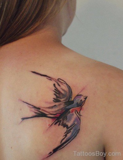 Flying Swallow Tattoo On Back-TB1430