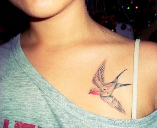 Graceful Bird Tattoo On Chest-TB14074