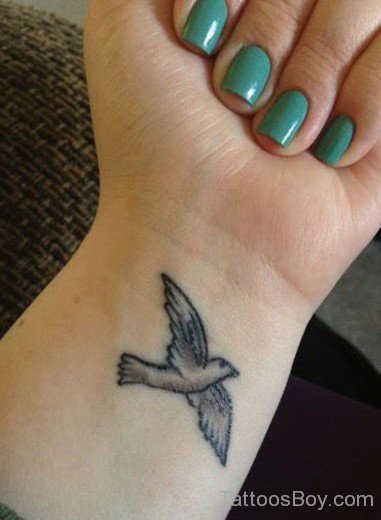 Grey Inked Bird Tattoo
