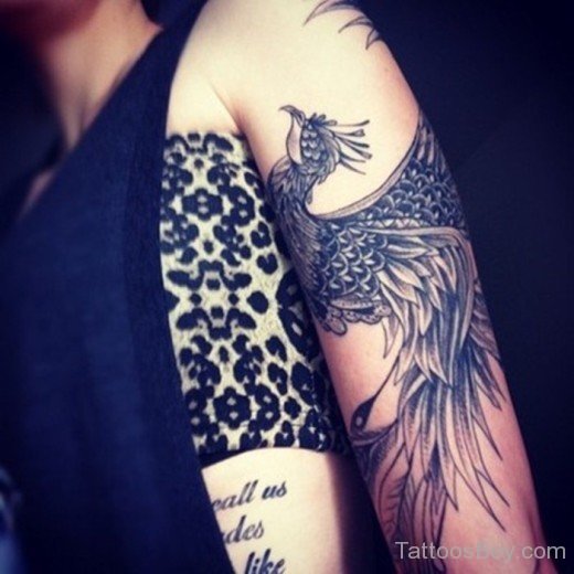 Grey Phoenix Tattoo On Bicep-TB1047