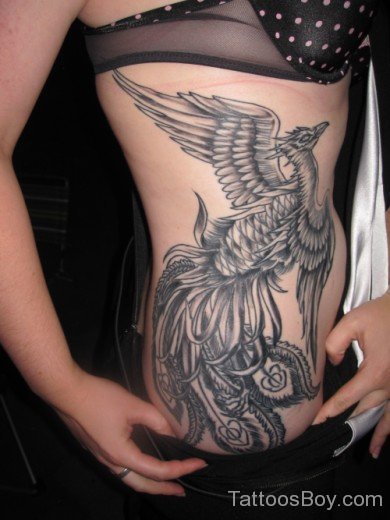 Grey Phoenix Tattoo On Rib-TB1051