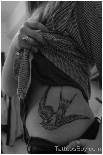 Grey Swallow Tattoo On Waist-TB1432