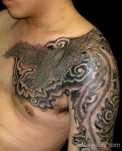 Japanese Phoenix Tattoo On Chest-TB14041