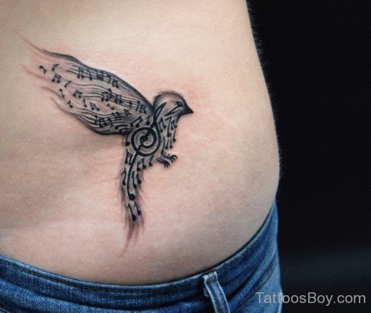Musical Bird Tattoo On Stomach-TB14076