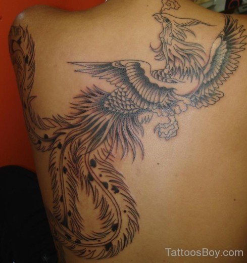 Outline Phoenix Tattoo On Back-TB14044