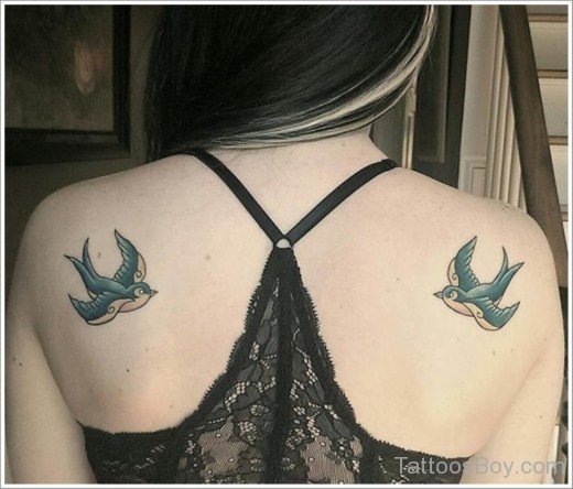 Outstanding Swallow Tattoo On Back-TB1436
