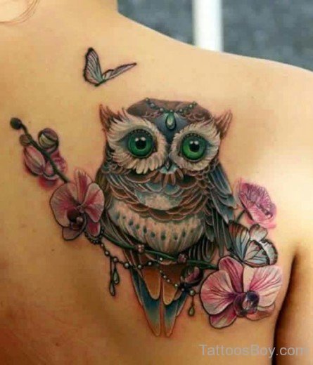 Owl And Butterfly  Tattoo
