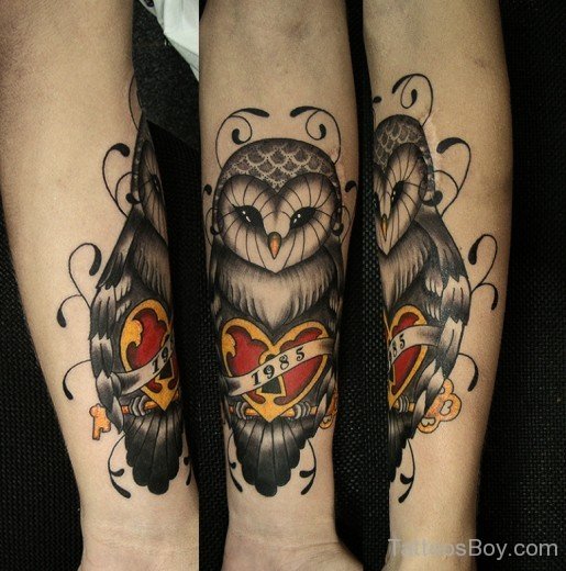 Owl And Heart Tattoo