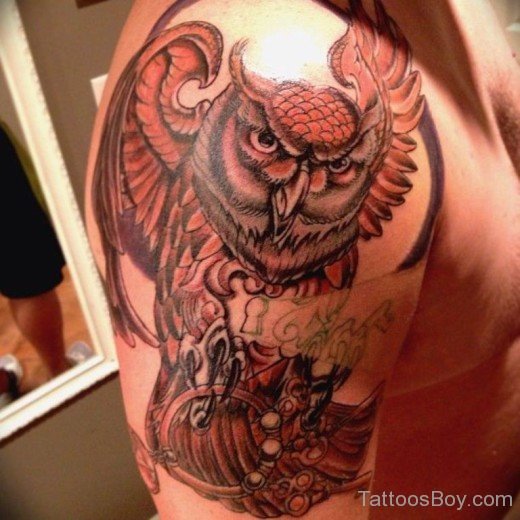 Owl Bird Tattoo Design On Shoulder-TB1111