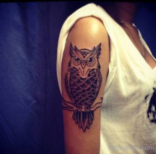 Owl Tattoo Design On Bicep-TB1131